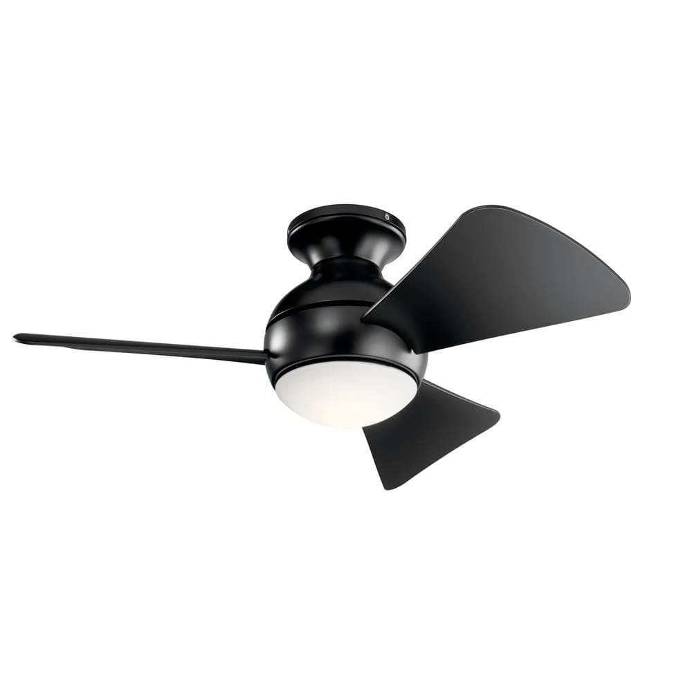 Sola 34 in. Integrated LED Indoor Satin Black Flush Mount Ceiling Fan with Light Kit and Wall Control by KICHLER 3 Sola 34 in. Integrated LED Indoor Satin Black Flush Mount Ceiling Fan with Light Kit and Wall Control by KICHLER