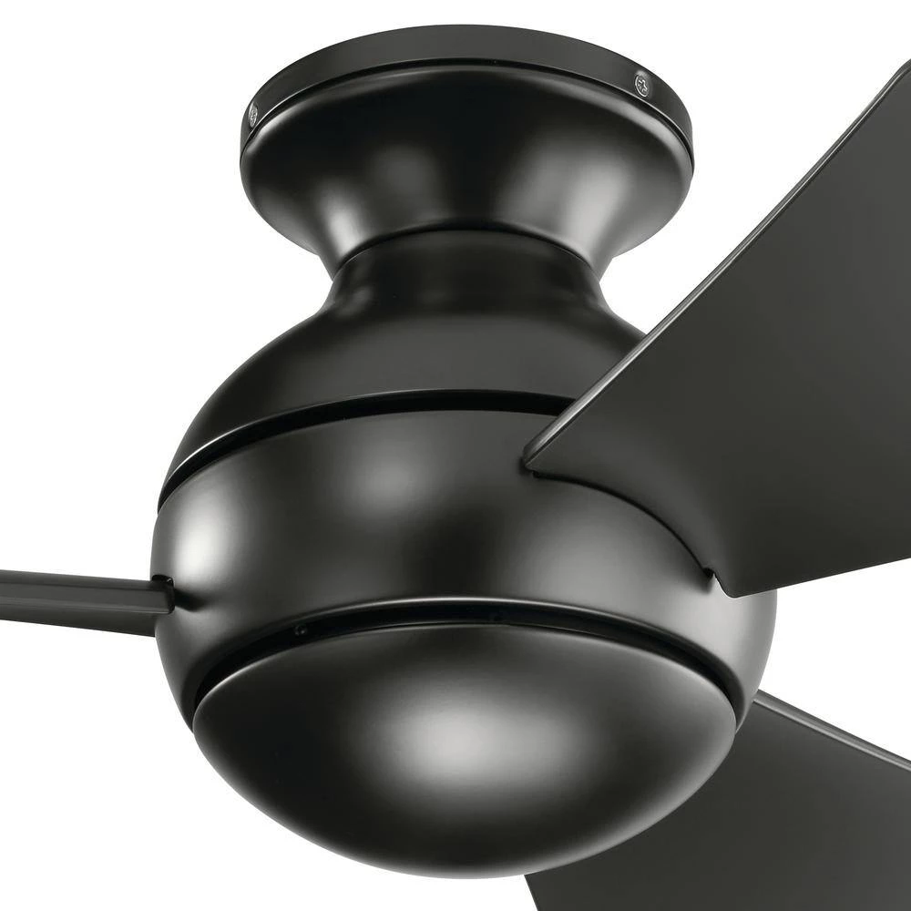 Sola 34 in. Integrated LED Indoor Satin Black Flush Mount Ceiling Fan with Light Kit and Wall Control by KICHLER 4 Sola 34 in. Integrated LED Indoor Satin Black Flush Mount Ceiling Fan with Light Kit and Wall Control by KICHLER - Image 2