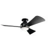 Sola 44 in. Integrated LED Indoor Satin Black Flush Mount Ceiling Fan with Light Kit and Wall Control by KICHLER -Kichler Sales satin black kichler ceiling fans with lights 330151sbk 64 1000