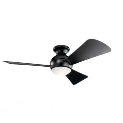 Sola 44 in. Integrated LED Indoor Satin Black Flush Mount Ceiling Fan with Light Kit and Wall Control by KICHLER