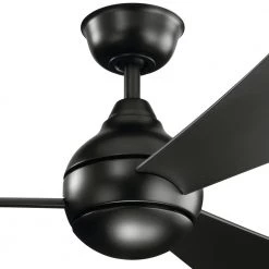 Sola 54 in. Integrated LED Indoor Satin Black Flush Mount Ceiling Fan with Light Kit and Wall Control by KICHLER -Kichler Sales satin black kichler ceiling fans with lights 330152sbk 76 1000