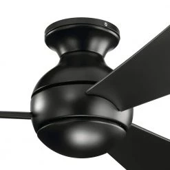 Sola 54 in. Integrated LED Indoor Satin Black Flush Mount Ceiling Fan with Light Kit and Wall Control by KICHLER -Kichler Sales satin black kichler ceiling fans with lights 330152sbk fa 1000