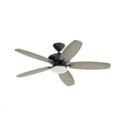 Renew Designer 52 in. LED Indoor/Outdoor Satin Black Dual Mount Ceiling Fan with Remote by KICHLER -Kichler Sales satin black kichler ceiling fans with lights 330163sbk 4f 1000