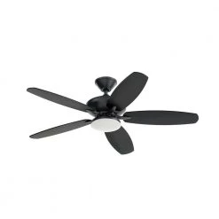 Renew Designer 52 in. LED Indoor/Outdoor Satin Black Dual Mount Ceiling Fan with Remote by KICHLER