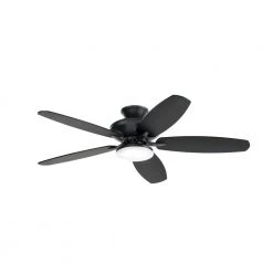 Renew Designer 52 in. LED Indoor/Outdoor Satin Black Dual Mount Ceiling Fan with Remote by KICHLER -Kichler Sales satin black kichler ceiling fans with lights 330163sbk c3 1000