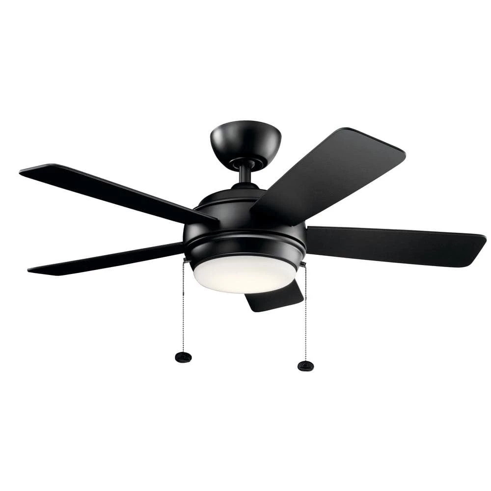 Starkk 42 in. Integrated LED Indoor Satin Black Downrod Mount Ceiling Fan with Light Kit and Pull Chain by KICHLER 6 Starkk 42 in. Integrated LED Indoor Satin Black Downrod Mount Ceiling Fan with Light Kit and Pull Chain by KICHLER - Image 4