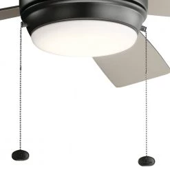 Starkk 52 in. Integrated LED Indoor Satin Black Downrod Mount Ceiling Fan with Light Kit and Pull Chain by KICHLER -Kichler Sales satin black kichler ceiling fans with lights 330174sbk c3 1000