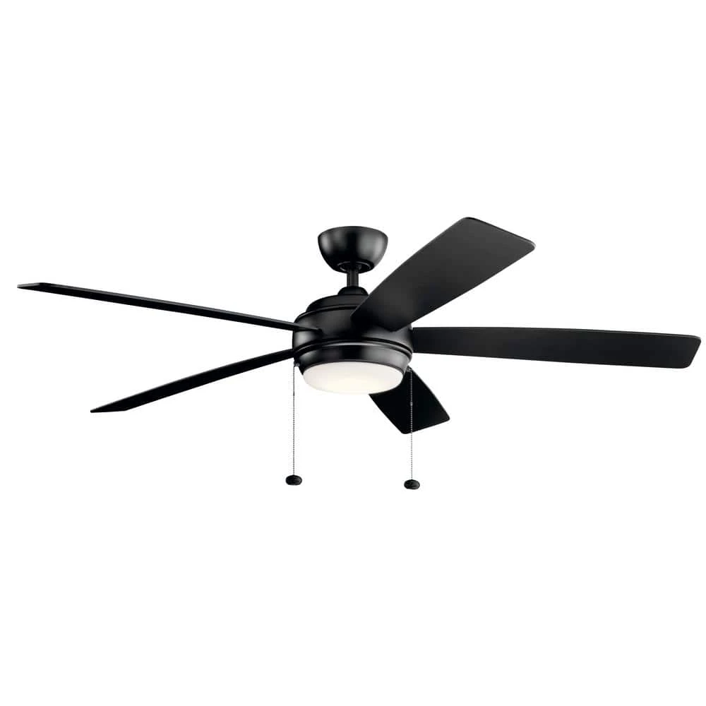 Starkk 60 in. Integrated LED Indoor Satin Black Downrod Mount Ceiling Fan with Light Kit and Pull Chain by KICHLER 6 Starkk 60 in. Integrated LED Indoor Satin Black Downrod Mount Ceiling Fan with Light Kit and Pull Chain by KICHLER - Image 4