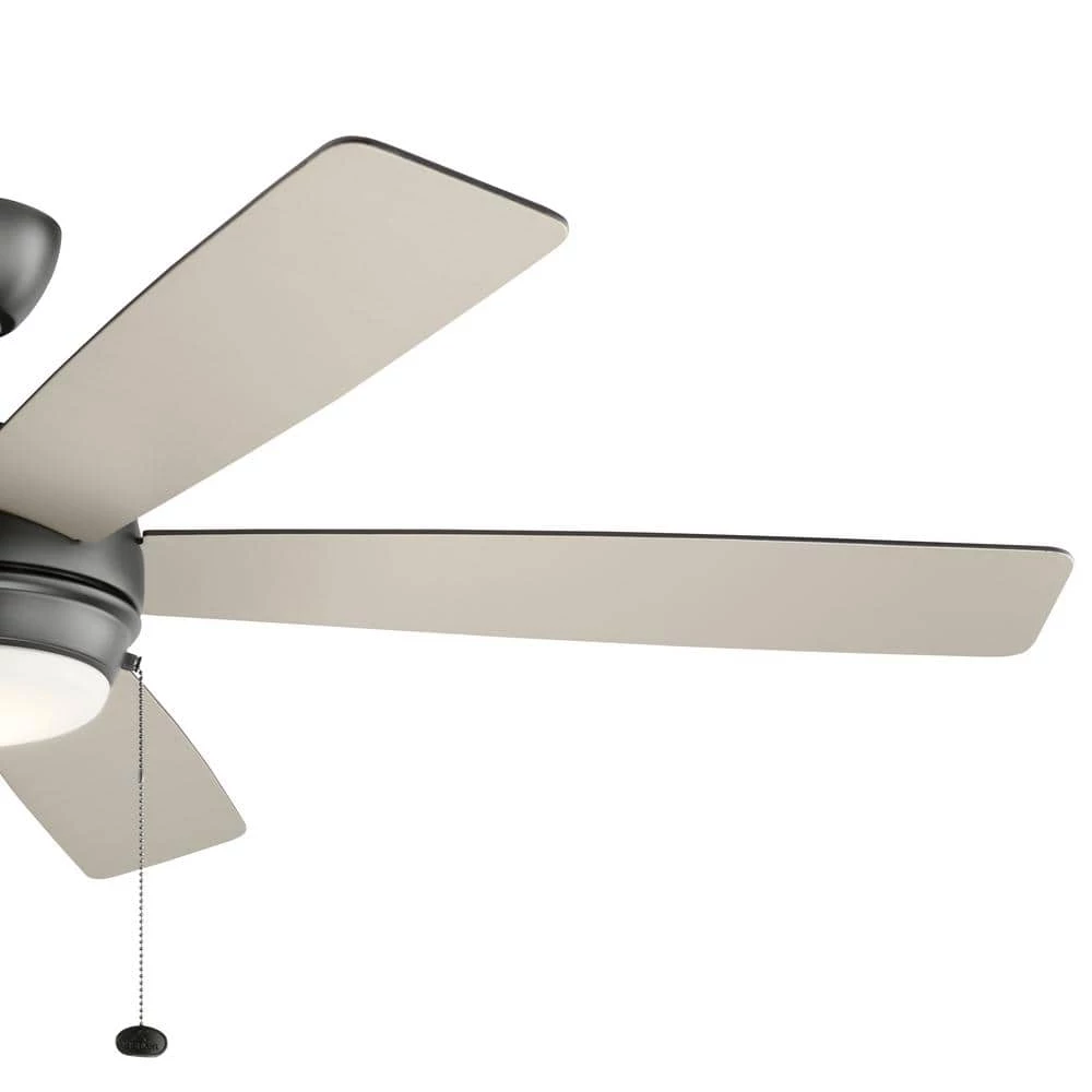 Starkk 60 in. Integrated LED Indoor Satin Black Downrod Mount Ceiling Fan with Light Kit and Pull Chain by KICHLER 5 Starkk 60 in. Integrated LED Indoor Satin Black Downrod Mount Ceiling Fan with Light Kit and Pull Chain by KICHLER - Image 3