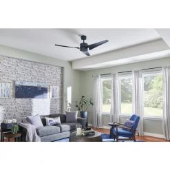 Motu 60 in. Indoor Satin Black Downrod Mount Ceiling Fan with Wall Control by KICHLER -Kichler Sales satin black kichler ceiling fans without lights 330010sbk 66 1000