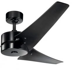 Motu 60 in. Indoor Satin Black Downrod Mount Ceiling Fan with Wall Control by KICHLER -Kichler Sales satin black kichler ceiling fans without lights 330010sbk c3 1000