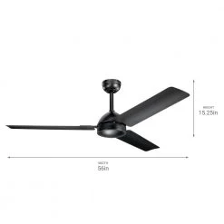 Todo 56 in. Indoor/Outdoor Satin Black Downrod Mount Ceiling Fan with Wall Control by KICHLER -Kichler Sales satin black kichler ceiling fans without lights 330025sbk 4f 1000