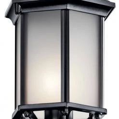 Chesapeake 17 in. 1-Light Satin Black Outdoor Light Wall Sconce with Satin Etched Glass (1-Pack) by KICHLER -Kichler Sales satin black kichler outdoor sconces 49255bks c3 1000