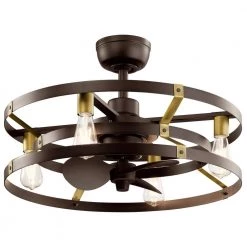 Cavelli 13 in. LED Indoor Satin Natural Bronze Downrod Mount Ceiling Fan with Light with Wall Switch by KICHLER