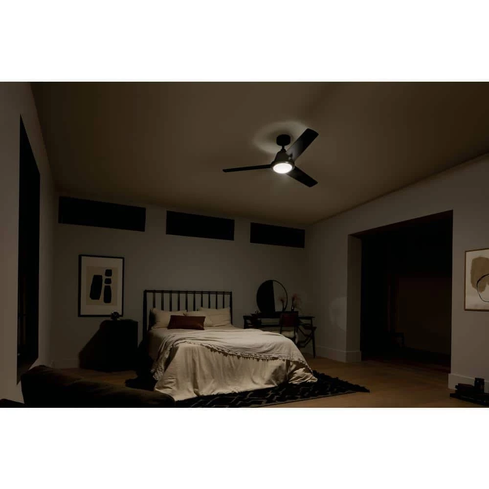Bezel 52 in. Integrated LED Indoor Satin Natural Bronze Down Rod Mount Ceiling Fan with Light and Remote by KICHLER 4 Bezel 52 in. Integrated LED Indoor Satin Natural Bronze Down Rod Mount Ceiling Fan with Light and Remote by KICHLER - Image 2