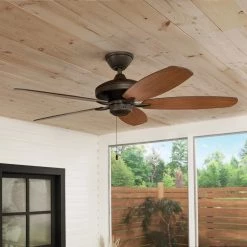 Renew Patio 52 in. Indoor/Outdoor Satin Natural Bronze Dual Mount Ceiling Fan with Pull Chain by KICHLER -Kichler Sales satin natural bronze kichler ceiling fans without lights 330165snb 76 1000
