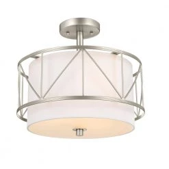 Birkleigh 14 in. 3-Light Satin Nickel Art Deco Kitchen Convertible Pendant Hanging Light/Semi Flush by KICHLER -Kichler Sales satin nickel kichler chandeliers 52074sn c3 1000