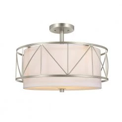 Birkleigh 18 in. 3-Light Satin Nickel Art Deco Kitchen Convertible Pendant Hanging Light/Semi Flush by KICHLER -Kichler Sales satin nickel kichler chandeliers 52075sn c3 1000
