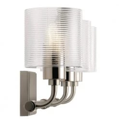 Harvan 25 in. 3-Light Satin Nickel Bathroom Vanity Light with Clear Ribbed Glass by KICHLER 14 Harvan 25 in. 3-Light Satin Nickel Bathroom Vanity Light with Clear Ribbed Glass by KICHLER -Kichler Sales satin nickel kichler vanity lighting 55107sn 4f 1000