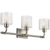 Harvan 25 in. 3-Light Satin Nickel Bathroom Vanity Light with Clear Ribbed Glass by KICHLER -Kichler Sales satin nickel kichler vanity lighting 55107sn 64 1000