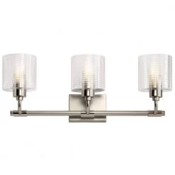 Harvan 25 in. 3-Light Satin Nickel Bathroom Vanity Light with Clear Ribbed Glass by KICHLER 13 Harvan 25 in. 3-Light Satin Nickel Bathroom Vanity Light with Clear Ribbed Glass by KICHLER -Kichler Sales satin nickel kichler vanity lighting 55107sn c3 1000