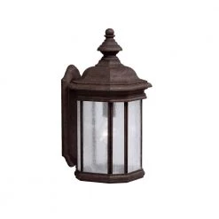 Kirkwood 17 in. 1-Light Tannery Bronze Outdoor Light Wall Sconce with Clear Seeded Glass (1-Pack) by KICHLER