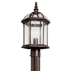 Barrie 1-Light Tannery Bronze Outdoor Lamp Post Light with Clear Beveled Glass Panels (1-Pack) by KICHLER