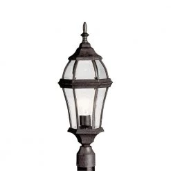 Townhouse 1-Light Tannery Bronze Outdoor Lamp Post Light with Clear Beveled Glass Panels (1-Pack) by KICHLER