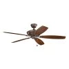 Canfield XL Patio 60 in. Indoor/Outdoor Tannery Bronze Powder Coat Downrod Mount Ceiling Fan with Pull Chain by KICHLER -Kichler Sales tannery bronze powder coat kichler ceiling fans without lights 310193tzp 64 1000