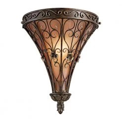 Marchesa 1-Light Terrene Bronze Bathroom Indoor Wall Sconce with Piastra Glass Shade by KICHLER