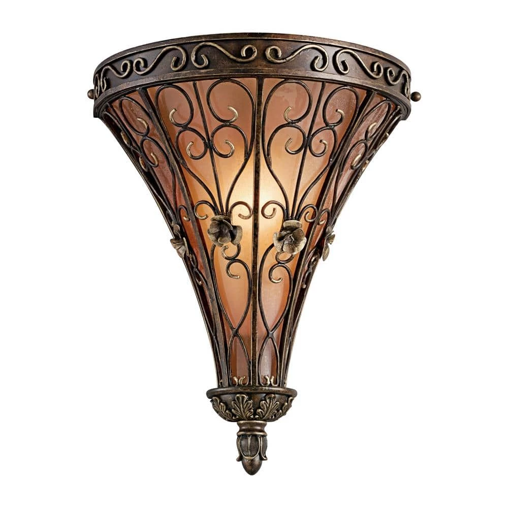 Marchesa 1-Light Terrene Bronze Bathroom Indoor Wall Sconce with Piastra Glass Shade by KICHLER 3 Marchesa 1-Light Terrene Bronze Bathroom Indoor Wall Sconce with Piastra Glass Shade by KICHLER