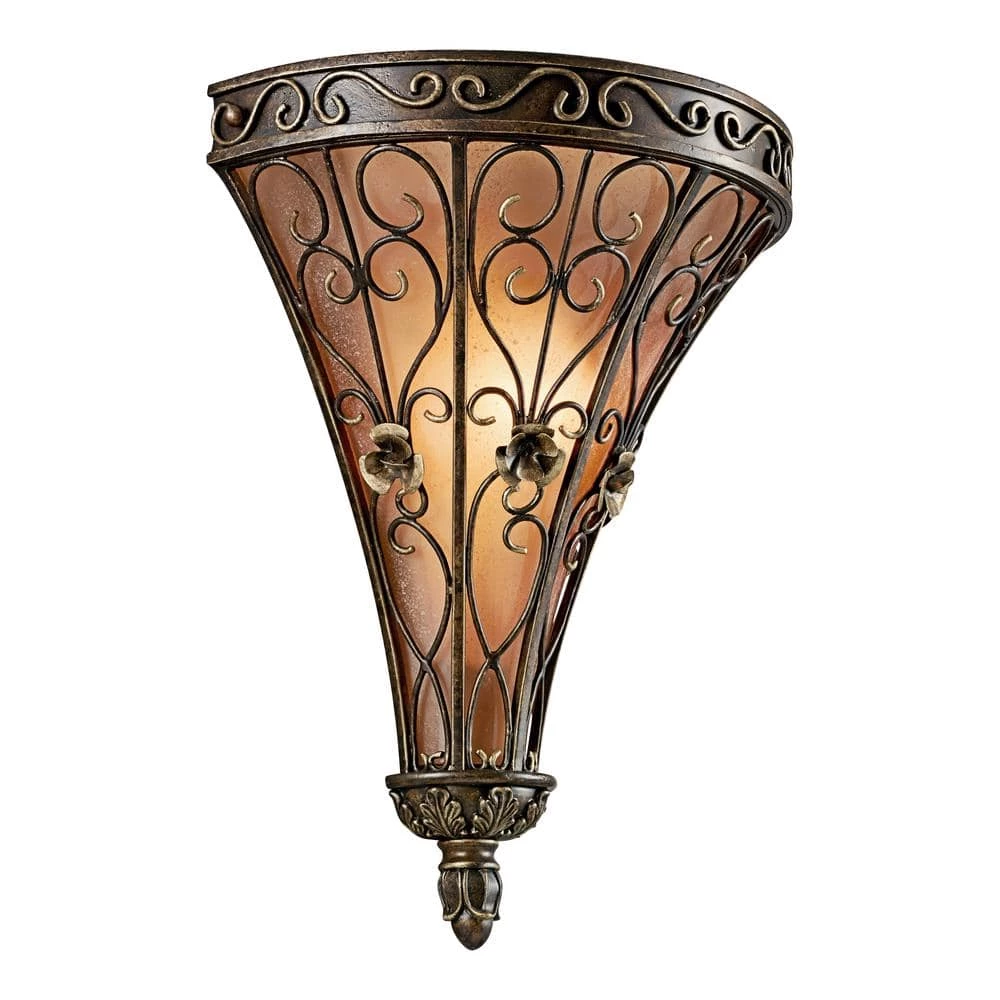 Marchesa 1-Light Terrene Bronze Bathroom Indoor Wall Sconce with Piastra Glass Shade by KICHLER 5 Marchesa 1-Light Terrene Bronze Bathroom Indoor Wall Sconce with Piastra Glass Shade by KICHLER - Image 3