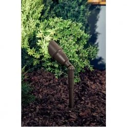 7.5 in. 12V Textured Architectural Bronze Low Voltage Outdoor Weather Resistant Drop-In Spotlight w/No Bulbs Included by KICHLER -Kichler Sales textured architectural bronze kichler spotlights 15374azt 1f 1000
