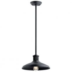 Allenbury 1-Light Textured Black Coastal Kitchen Convertible Pendant Hanging Light by KICHLER