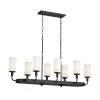Vetivene 8-Light Textured Black Vintage Dining Room Linear Chandelier with Opal Glass Shades by KICHLER -Kichler Sales textured black kichler chandeliers 52453bkt 64 1000