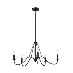 Freesia 5-Light Textured Black Vintage Dining Room Chandelier by KICHLER