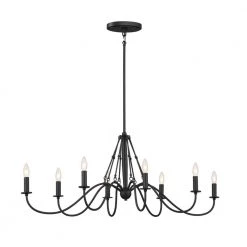 Freesia 8-Light Textured Black Vintage Dining Room Oval Chandelier by KICHLER