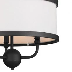 Heddle 3-Light Textured Black Vintage Dining Room Chandelier with Fabric Shade by KICHLER -Kichler Sales textured black kichler chandeliers 52465bkt 4f 1000