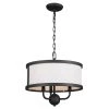 Heddle 3-Light Textured Black Vintage Dining Room Chandelier with Fabric Shade by KICHLER