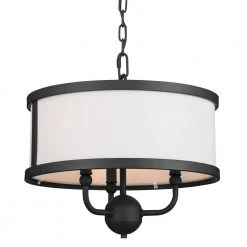 Heddle 3-Light Textured Black Vintage Dining Room Chandelier with Fabric Shade by KICHLER -Kichler Sales textured black kichler chandeliers 52465bkt c3 1000