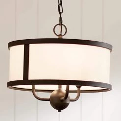 Heddle 3-Light Textured Black Vintage Dining Room Chandelier with Fabric Shade by KICHLER -Kichler Sales textured black kichler chandeliers 52465bkt fa 1000