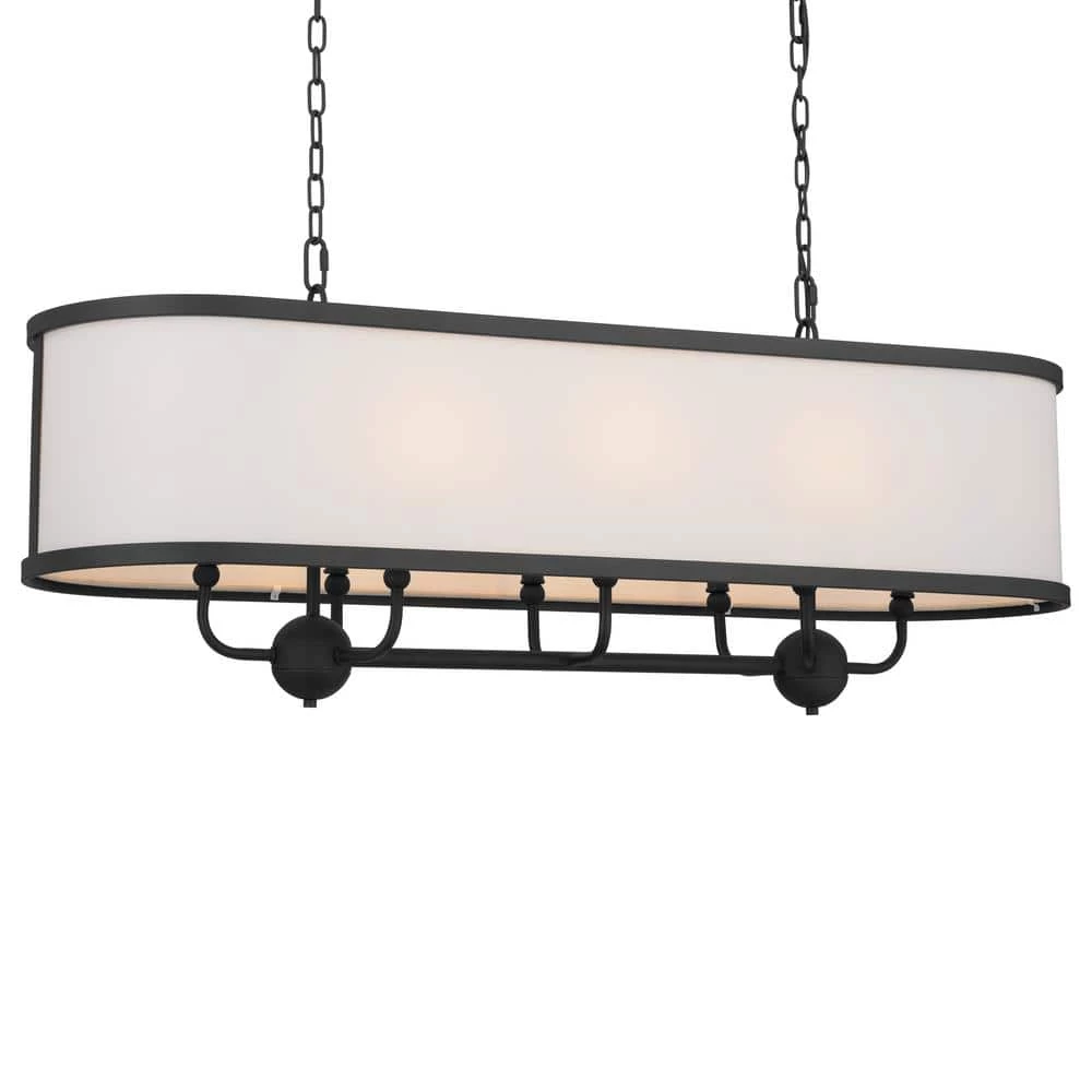 Heddle 8-Light Textured Black Vintage Dining Room Linear Chandelier with Fabric Shade by KICHLER 7 Heddle 8-Light Textured Black Vintage Dining Room Linear Chandelier with Fabric Shade by KICHLER - Image 5