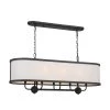 Heddle 8-Light Textured Black Vintage Dining Room Linear Chandelier with Fabric Shade by KICHLER -Kichler Sales textured black kichler chandeliers 52467bkt 64 1000
