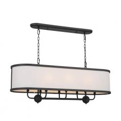 Heddle 8-Light Textured Black Vintage Dining Room Linear Chandelier with Fabric Shade by KICHLER