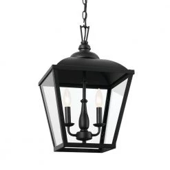 Dame 2-Light Textured Black Vintage Lantern Foyer Pendant Hanging Light with Clear Glass by KICHLER 12 Dame 2-Light Textured Black Vintage Lantern Foyer Pendant Hanging Light with Clear Glass by KICHLER -Kichler Sales textured black kichler chandeliers 52474bkt c3 1000