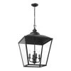 Dame 4-Light Textured Black Vintage Lantern Foyer Pendant Hanging Light with Clear Glass by KICHLER -Kichler Sales textured black kichler chandeliers 52475bkt 64 1000