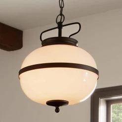 Opal 2-Light Textured Black Vintage Globe Kitchen Pendant Hanging Light with Opal Glass by KICHLER -Kichler Sales textured black kichler chandeliers 52478bkt 76 1000