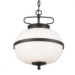 Opal 2-Light Textured Black Vintage Globe Kitchen Pendant Hanging Light with Opal Glass by KICHLER -Kichler Sales textured black kichler chandeliers 52478bkt c3 1000