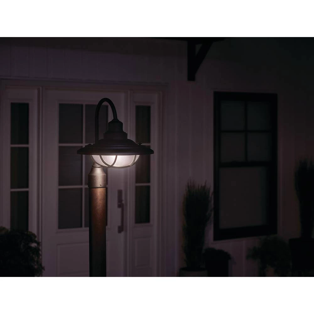 Harvest Ridge Hardwired 1-Light Textured Black 4x4 Outdoor Deck Lamp Post Light with Clear Ribbed Glass (1-Pack) by KICHLER 6 Harvest Ridge Hardwired 1-Light Textured Black 4x4 Outdoor Deck Lamp Post Light with Clear Ribbed Glass (1-Pack) by KICHLER - Image 4