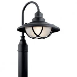 Harvest Ridge Hardwired 1-Light Textured Black 4x4 Outdoor Deck Lamp Post Light with Clear Ribbed Glass (1-Pack) by KICHLER